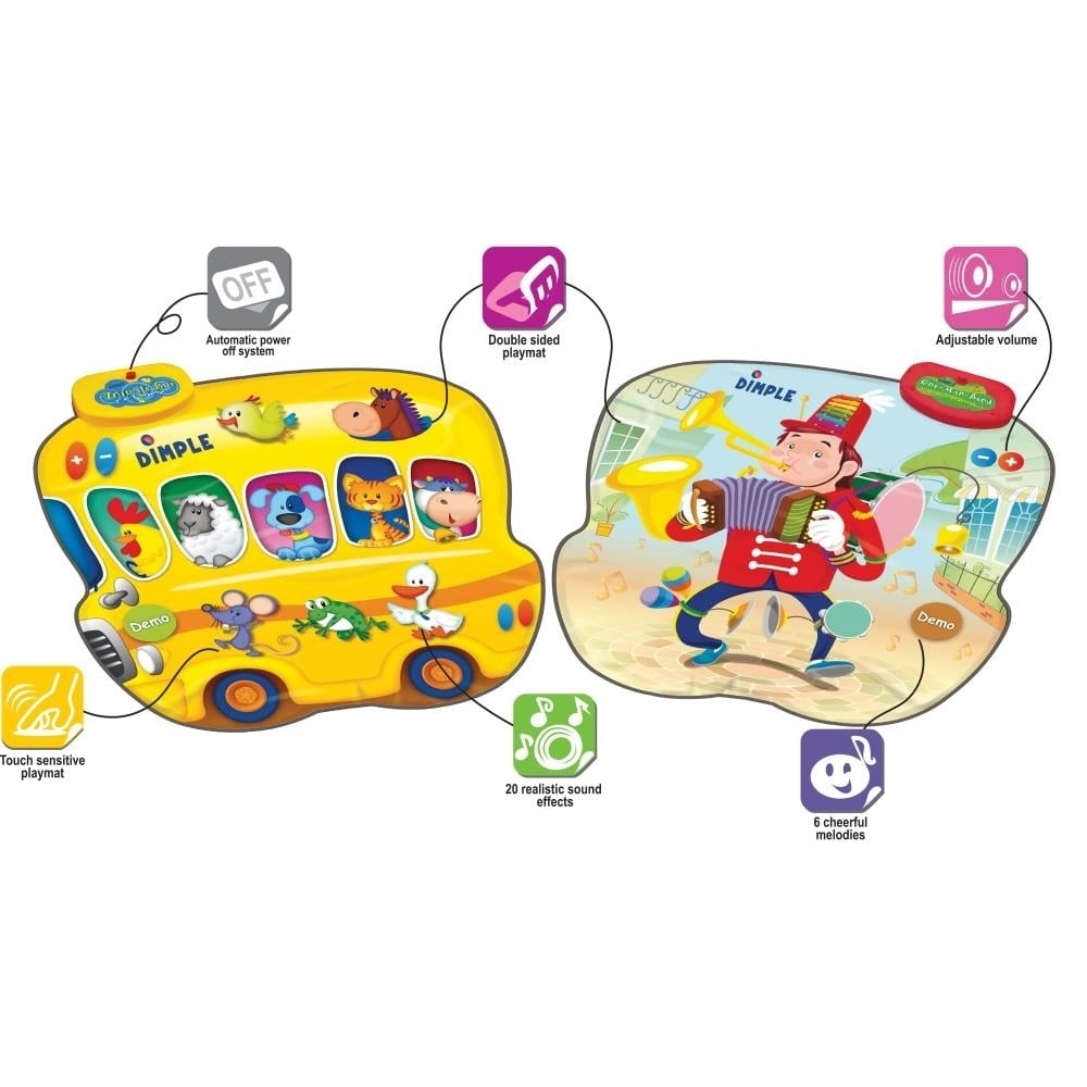 Double Value' Touch Sensitive Music Mat 'Animal Bus & Full Orchestra' With 20 Instrument & Animal Sounds W/ 6 Demo Songs & Volume Control
