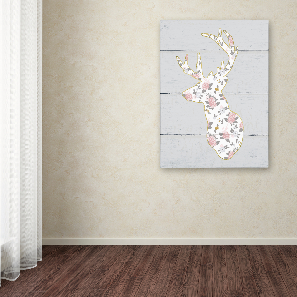 Cleonique Hilsaca 'Floral Deer II' 14 X 19 Canvas Art