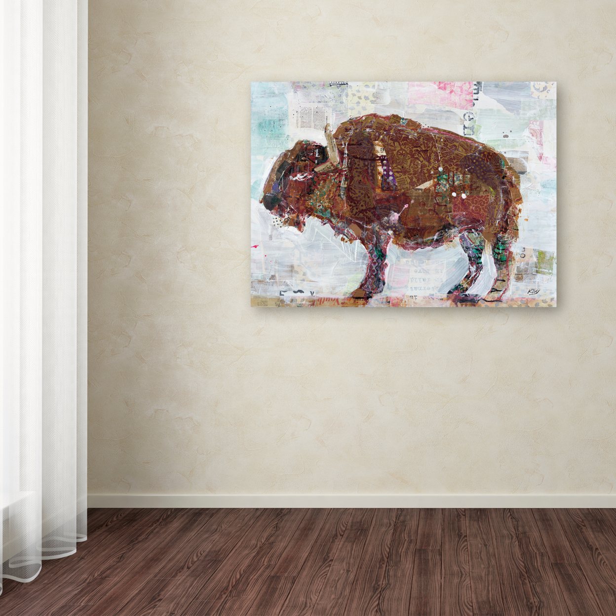 Kellie Day 'El Buffalo Brown Crop' 14 X 19 Canvas Art