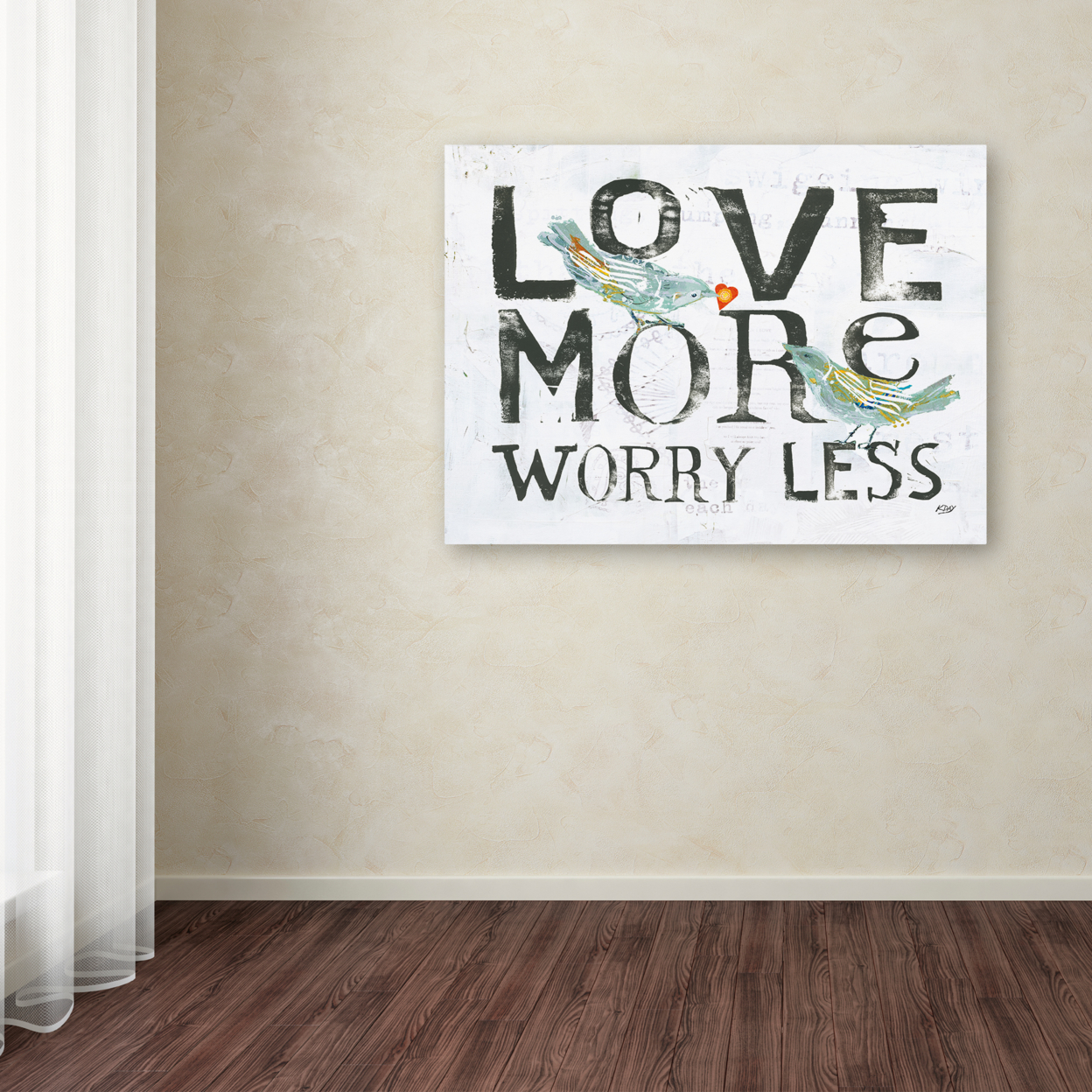 Kellie Day 'Love More Worry Less' 14 X 19 Canvas Art