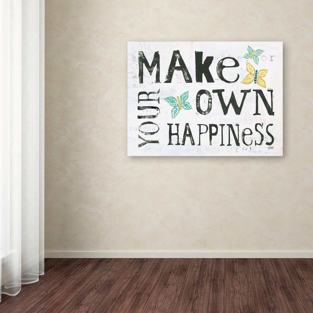 Kellie Day 'Make Your Own Happiness' 14 X 19 Canvas Art