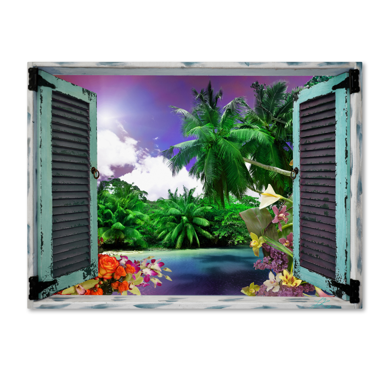 Leo Kelly 'Tropical Window To Paradise I' 14 X 19 Canvas Art