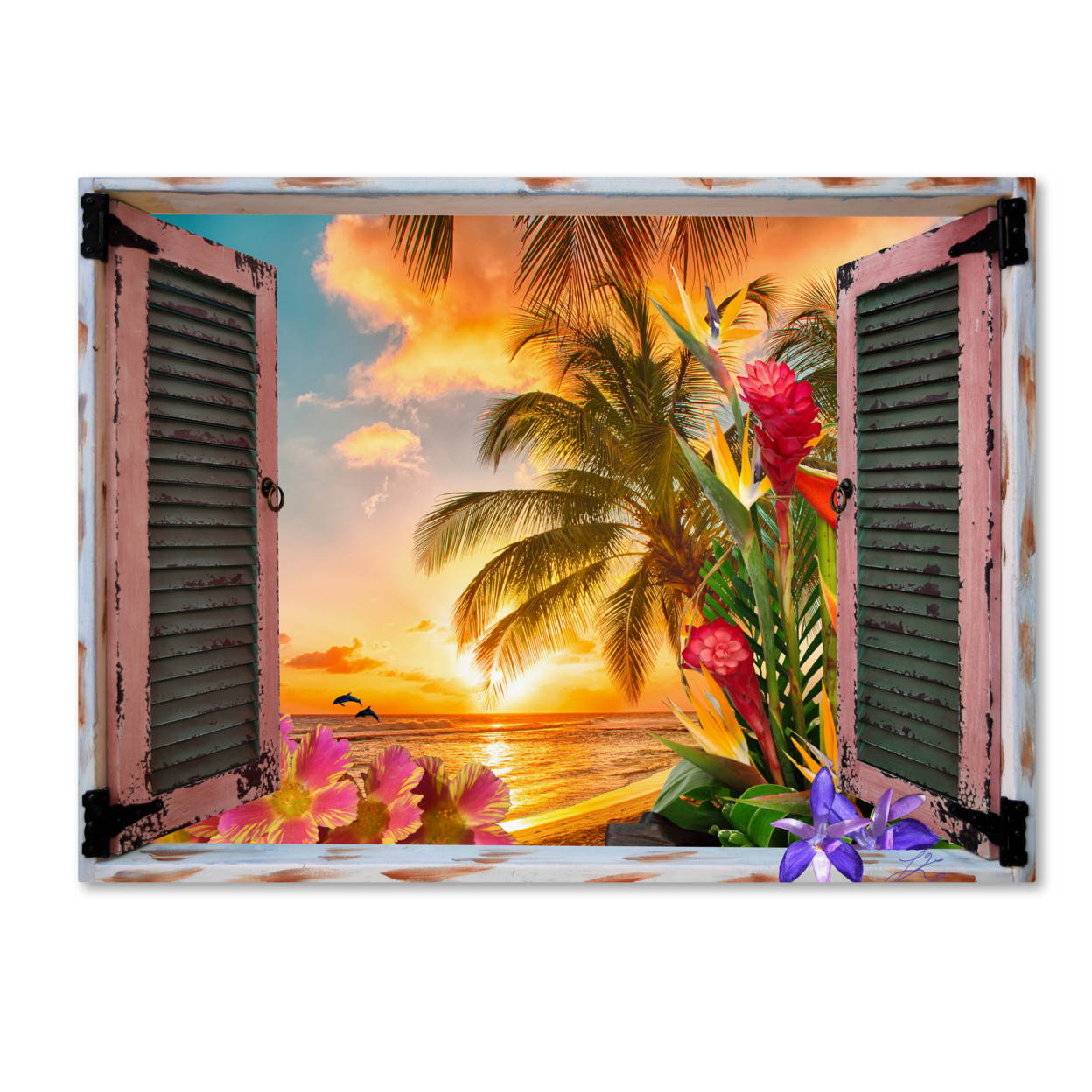 Leo Kelly 'Tropical Window To Paradise II' 14 X 19 Canvas Art