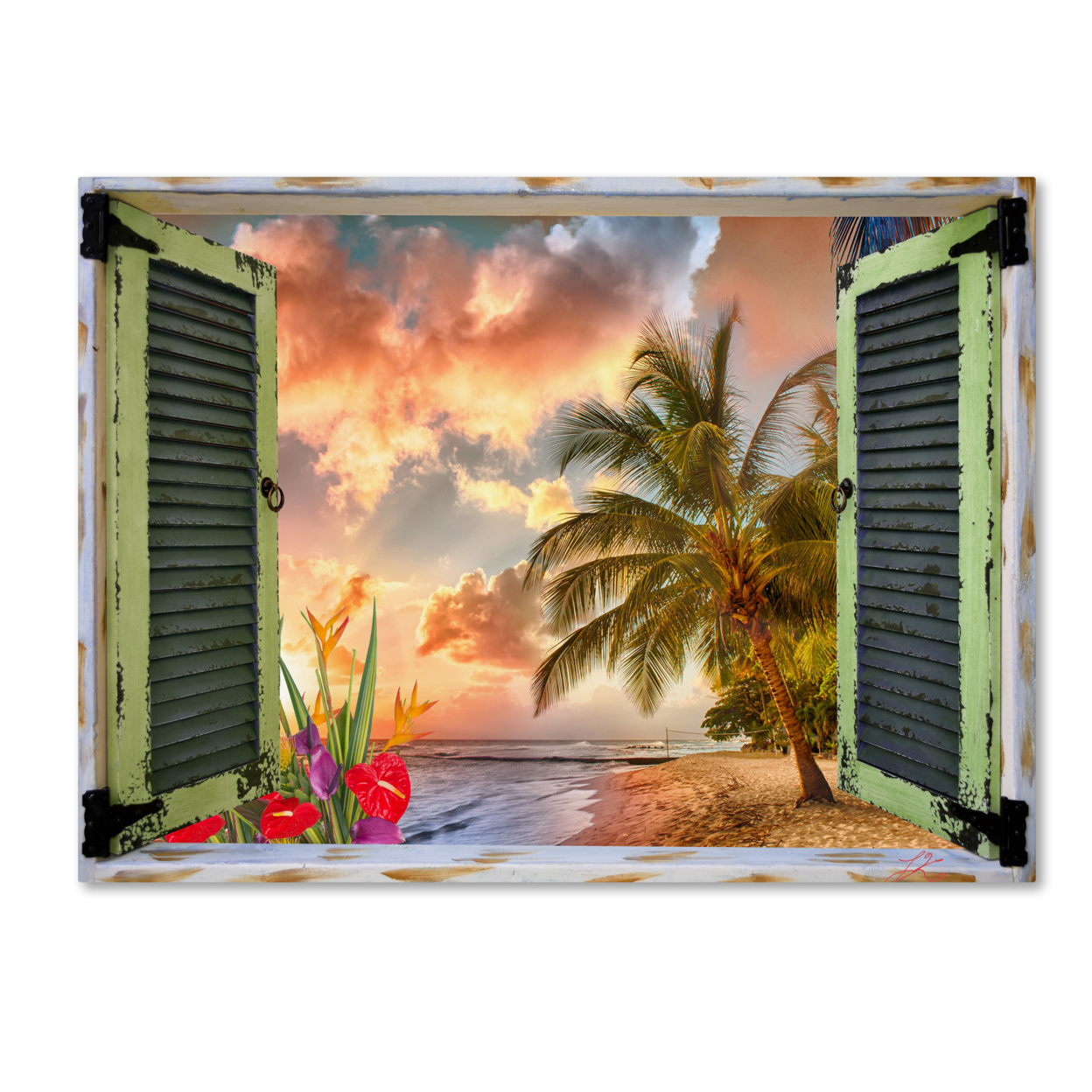 Leo Kelly 'Tropical Window To Paradise IV' 14 X 19 Canvas Art