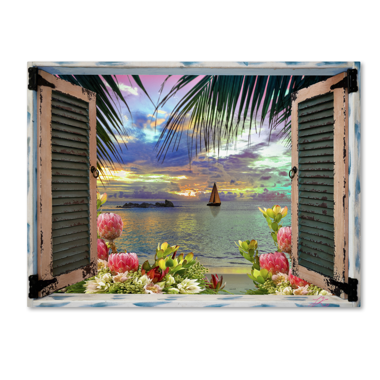 Leo Kelly 'Tropical Window To Paradise III' 14 X 19 Canvas Art