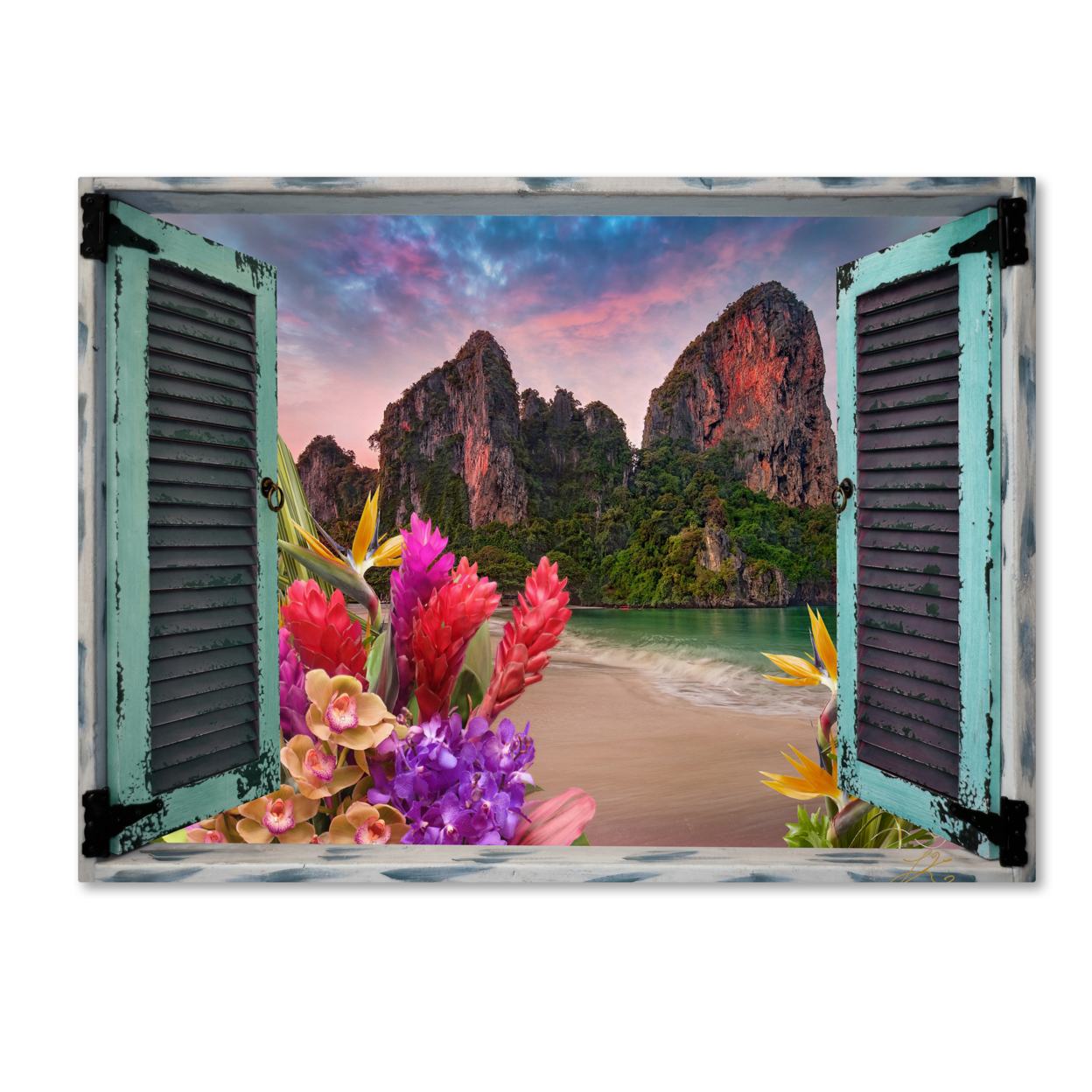 Leo Kelly 'Tropical Window To Paradise VI' 14 X 19 Canvas Art