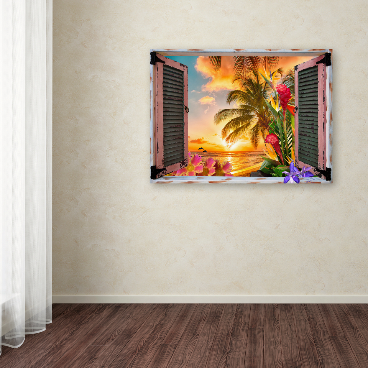 Leo Kelly 'Tropical Window To Paradise II' 14 X 19 Canvas Art