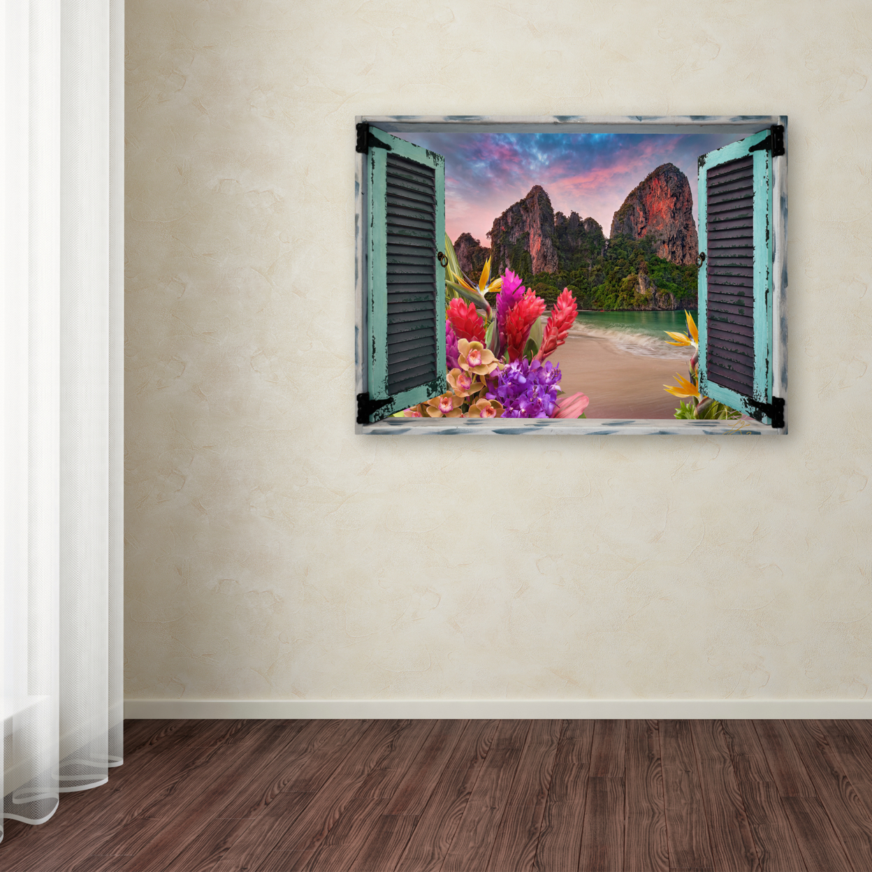 Leo Kelly 'Tropical Window To Paradise VI' 14 X 19 Canvas Art