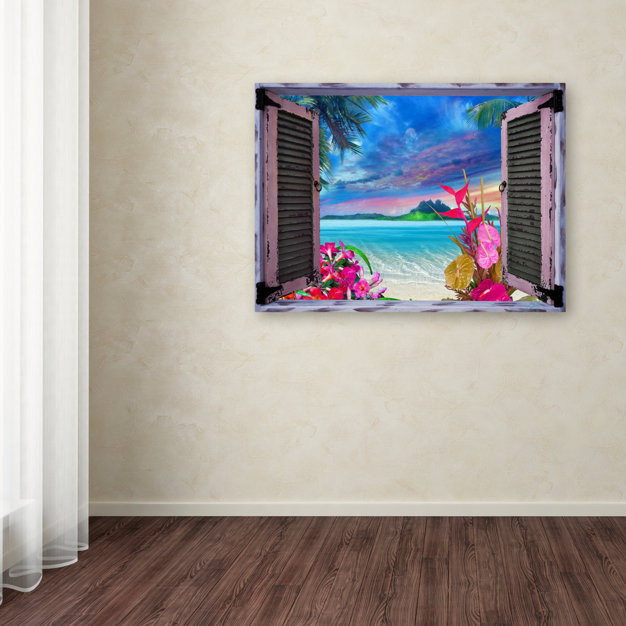 Leo Kelly 'Tropical Window To Paradise VII' 14 X 19 Canvas Art