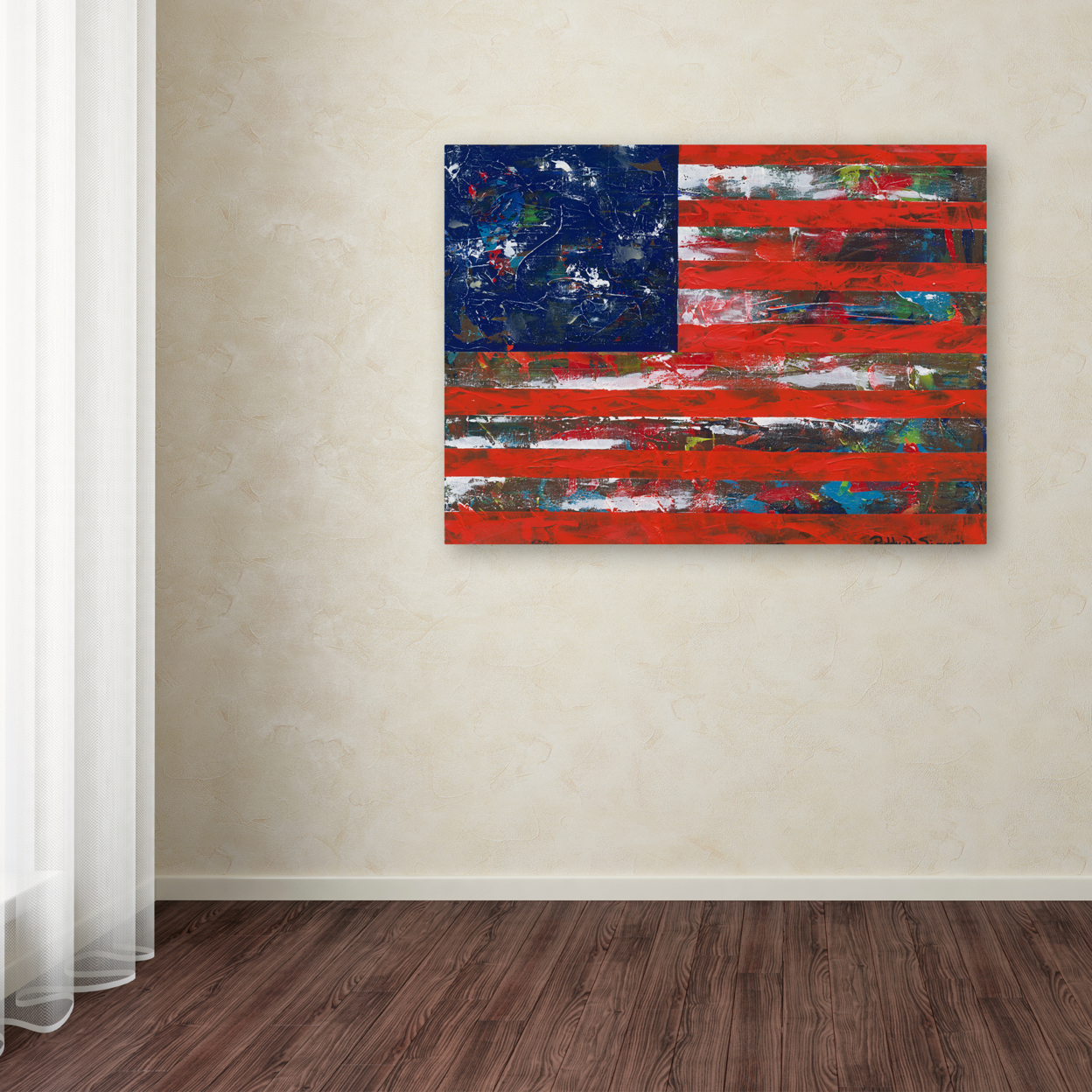 Patricia Alvez 'American Flag' 14 X 19 Canvas Art