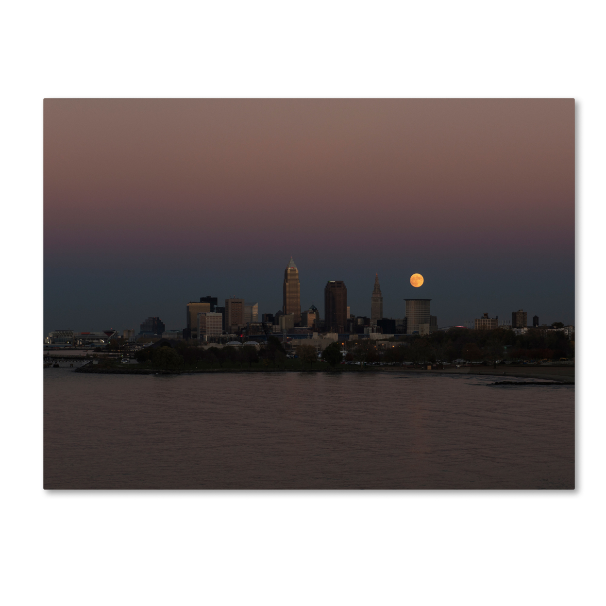 Kurt Shaffer 'Super Moon Rise Over Cleveland' 14 X 19 Canvas Art