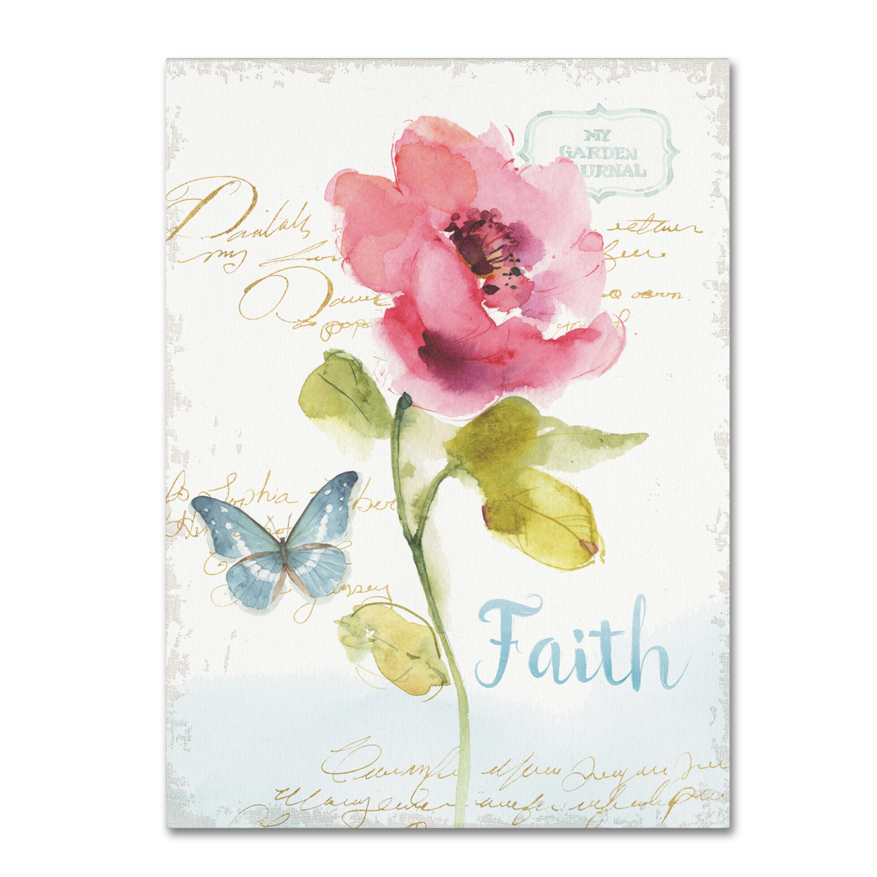 Lisa Audit 'Rainbow Seeds Floral VI Faith' 14 X 19 Canvas Art