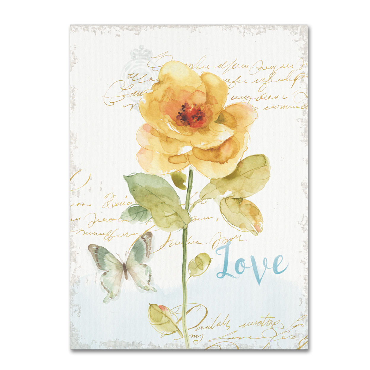 Lisa Audit 'Rainbow Seeds Floral VIII Love' 14 X 19 Canvas Art