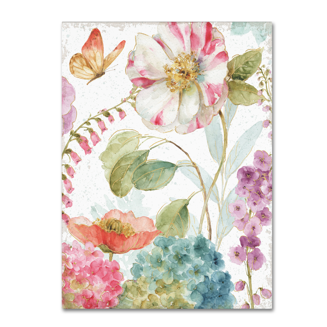 Lisa Audit 'Rainbow Seeds Flowers II Crop On Wood Cream' 14 X 19 Canvas Art