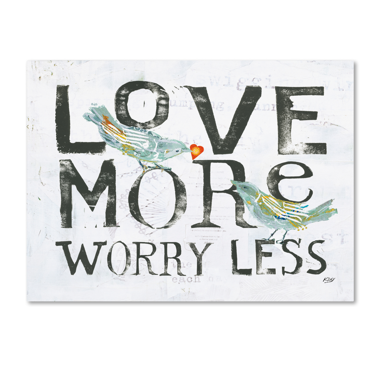 Kellie Day 'Love More Worry Less' Canvas Art 18 X 24