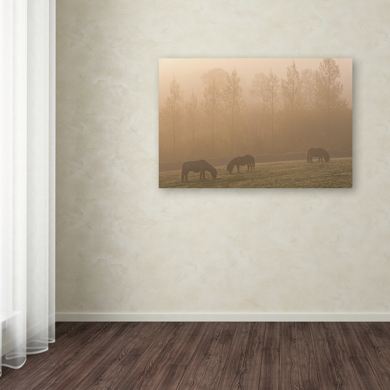 Adam Burton 'Ponies In The Mist' Canvas Art 16 X 24