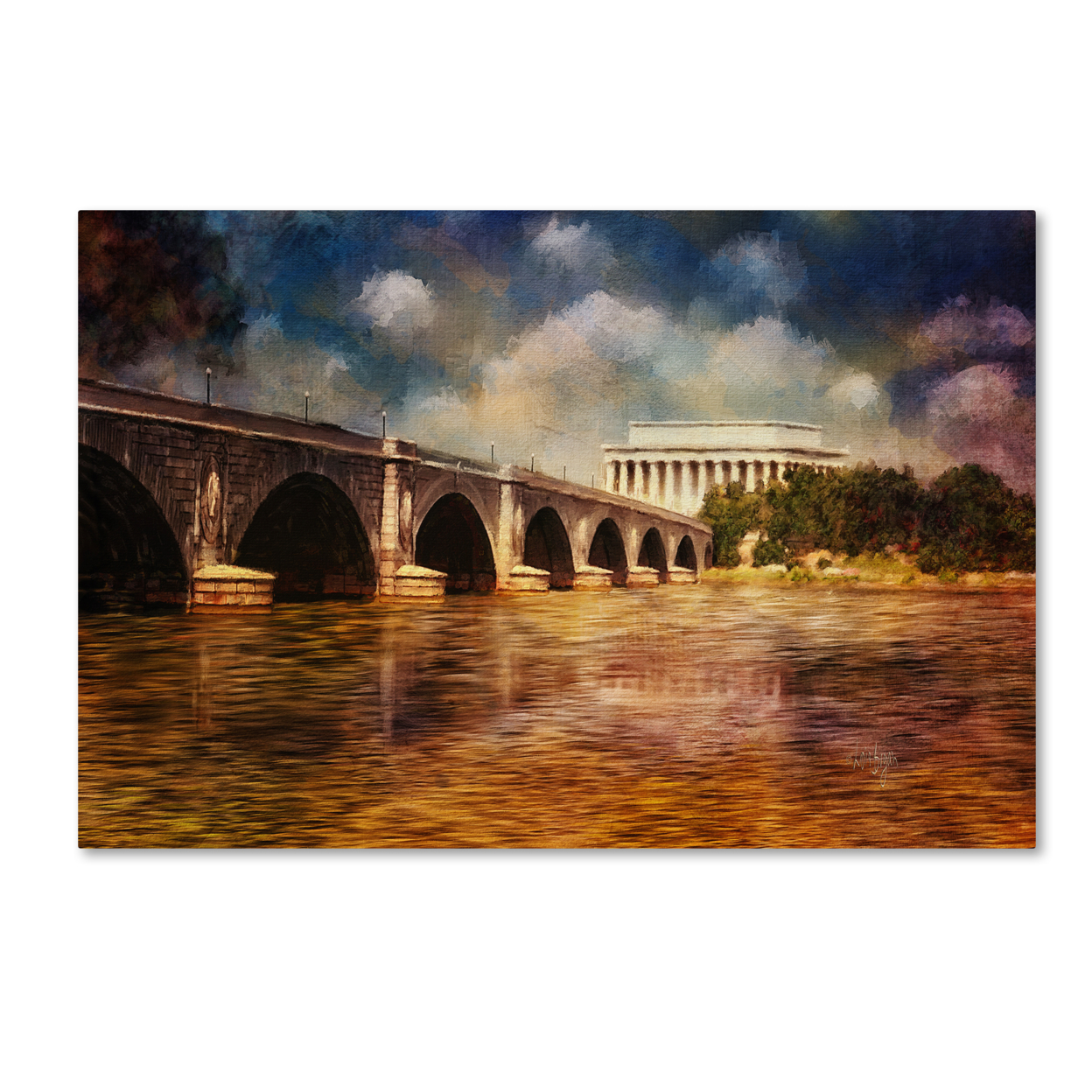 Lois Bryan 'Arlington Memorial Bridge & Lincoln Memorial' Canvas Art 16 X 24