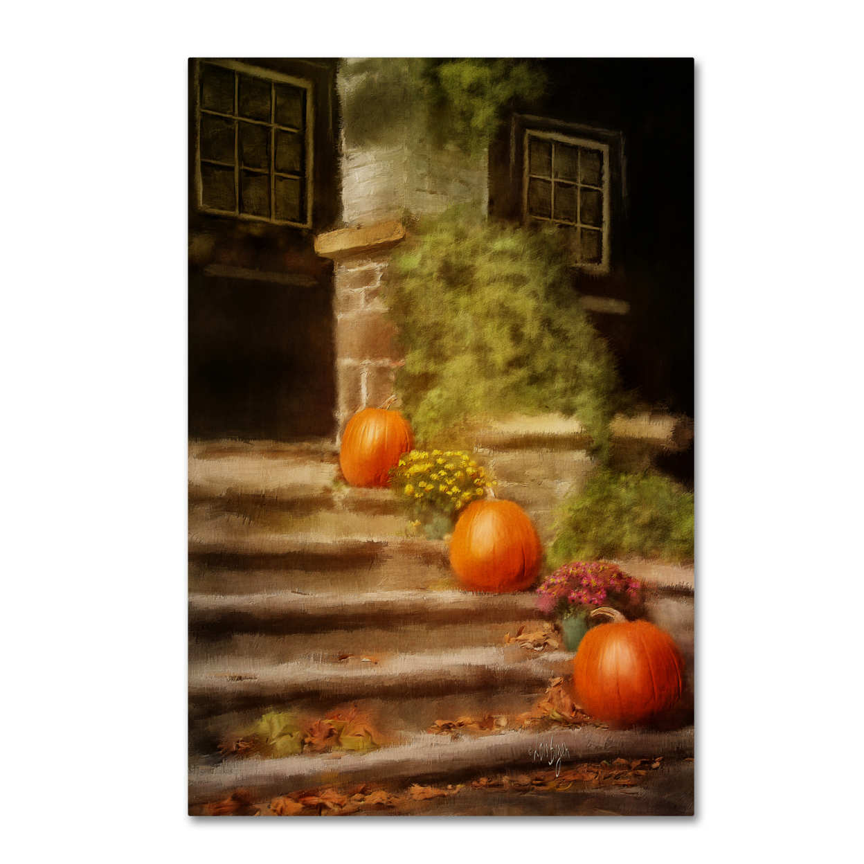 Lois Bryan 'Pumpkins On The Porch' Canvas Art 16 X 24