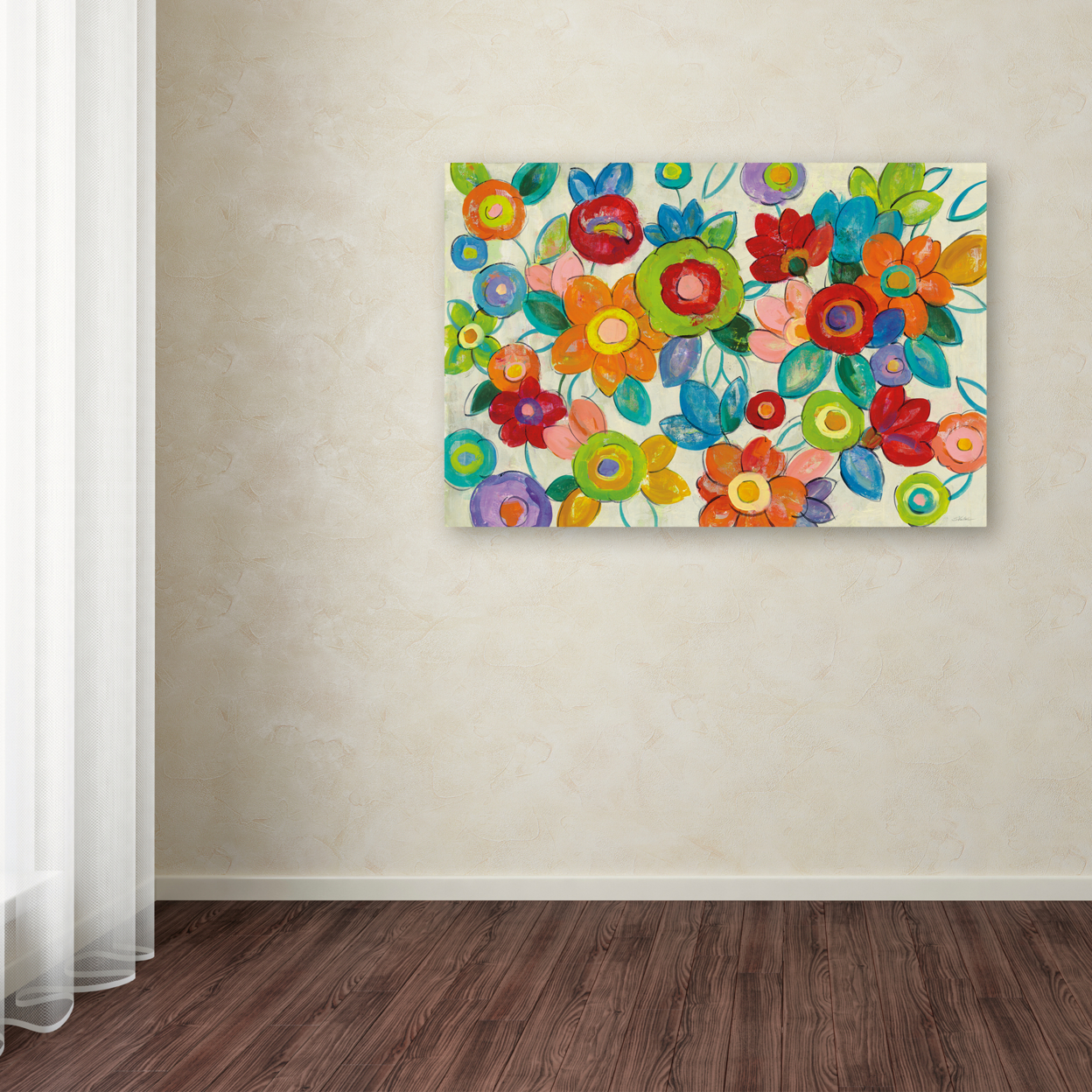 Silvia Vassileva 'Decorative Flowers Bright' Canvas Art 16 X 24