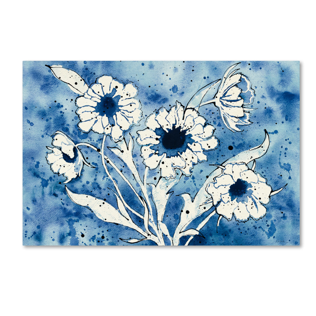 Shirley Novak 'Batik Flowers Crop' Canvas Art 16 X 24