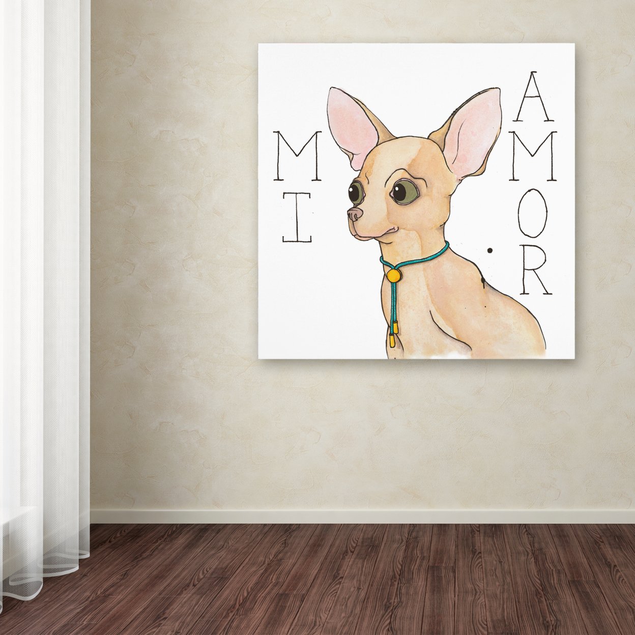 Elyse DeNeige 'Puppy Love Chihuahua Color' Large Canvas Art 35 X 35