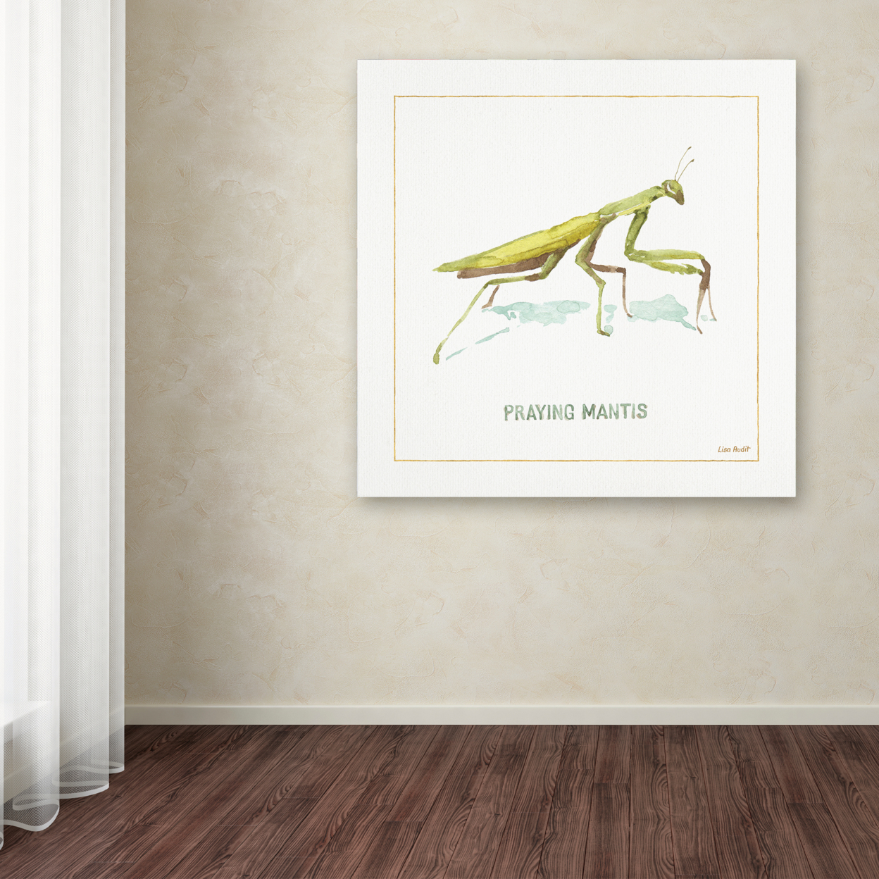 Lisa Audit 'My Greenhouse Praying Mantis' Large Canvas Art 35 X 35