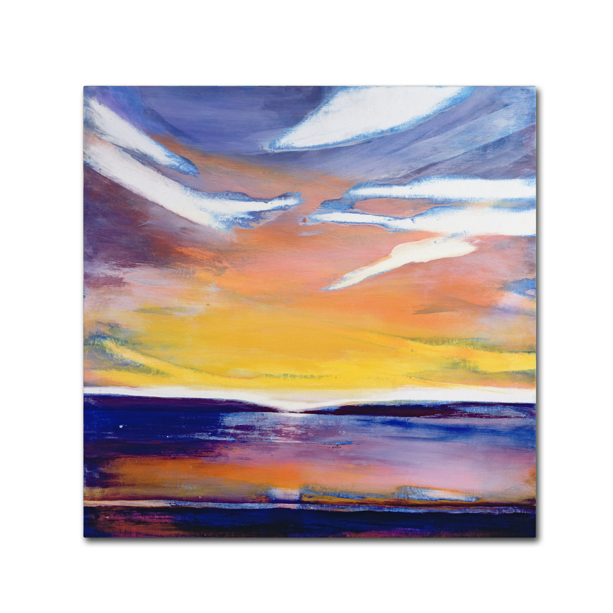Lou Gibbs 'Evening Seascape' Large Canvas Art 35 X 35