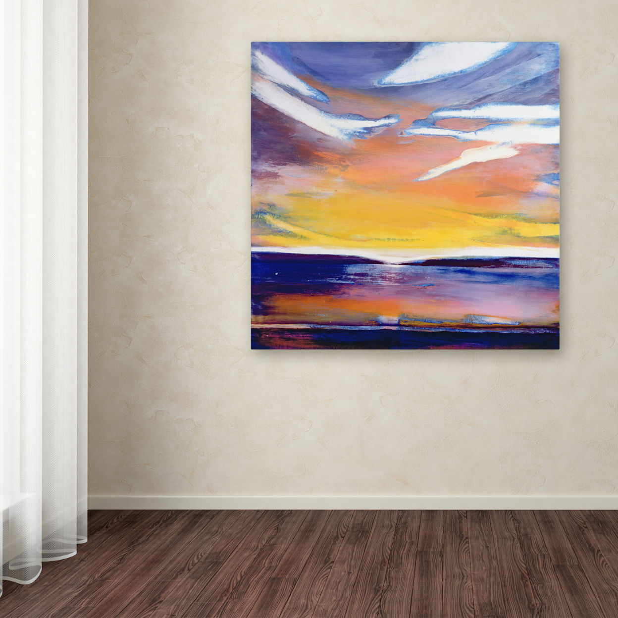 Lou Gibbs 'Evening Seascape' Large Canvas Art 35 X 35