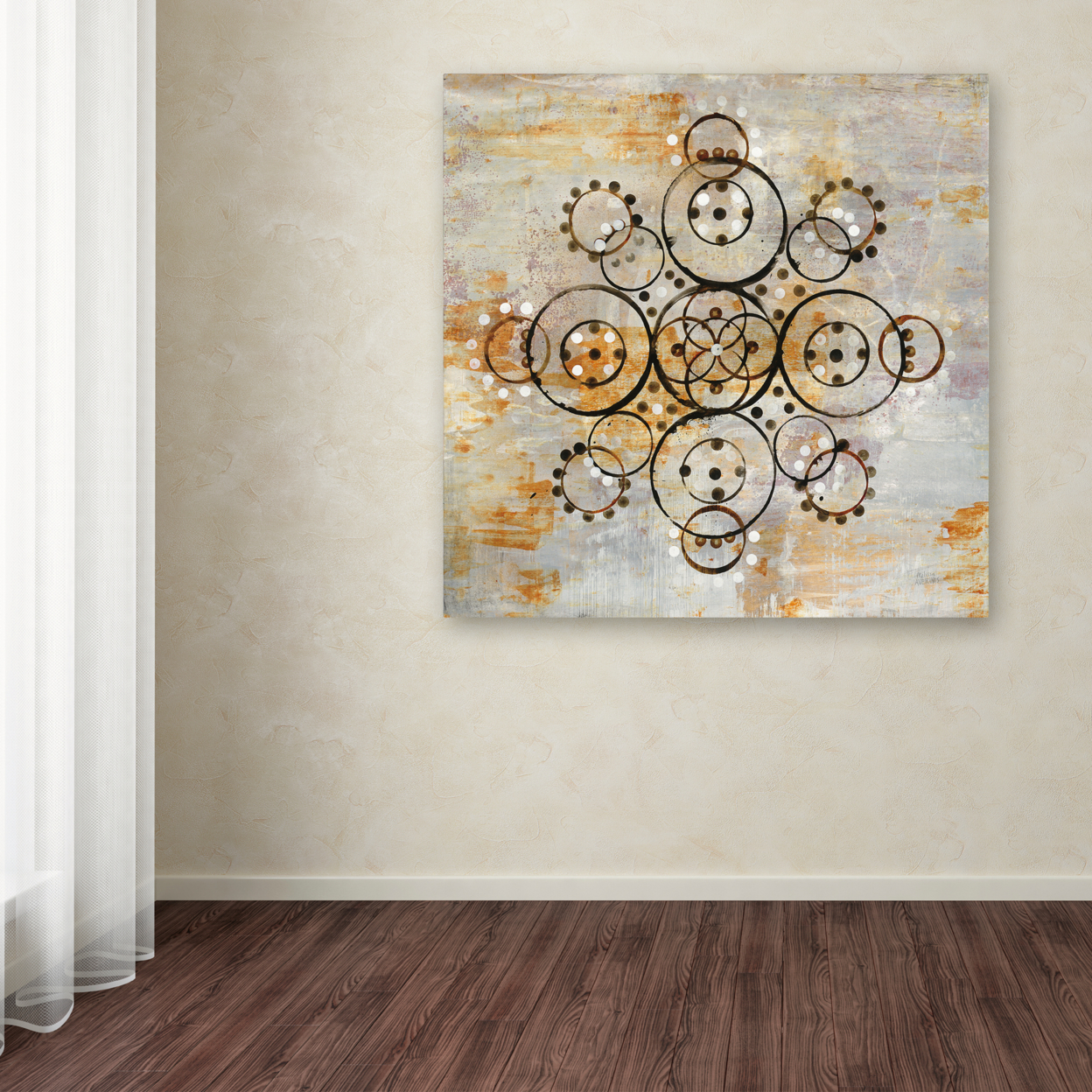 Melissa Averinos 'Saffron Mandala I Crop' Large Canvas Art 35 X 35
