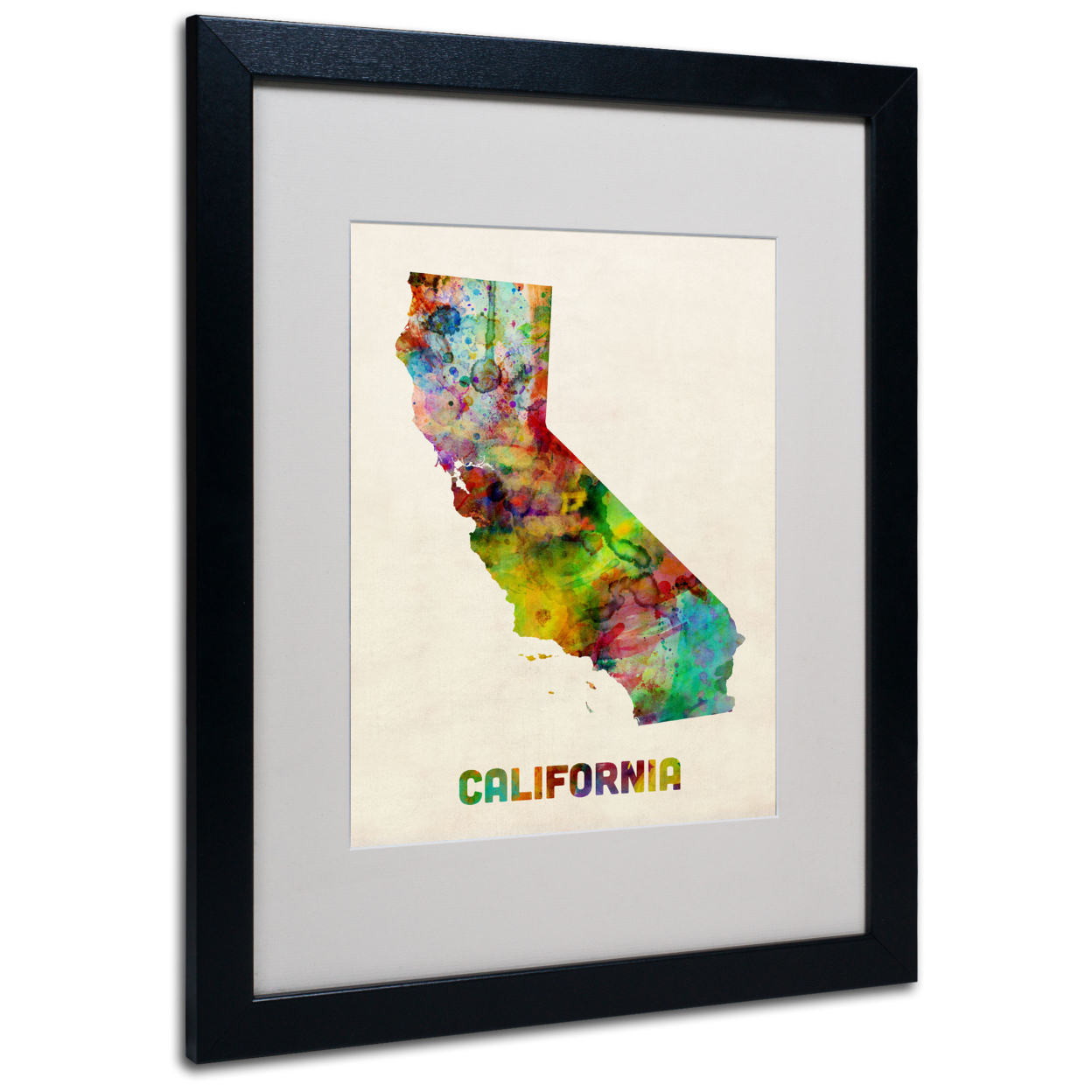 Michael Tompsett 'California Map' Black Wooden Framed Art 18 X 22 Inches