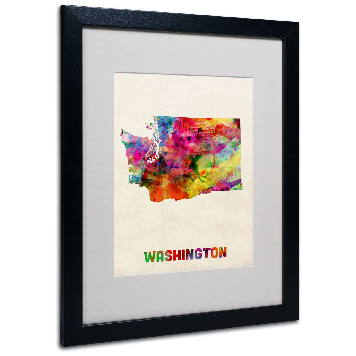 Michael Tompsett 'Washington Map' Black Wooden Framed Art 18 X 22 Inches