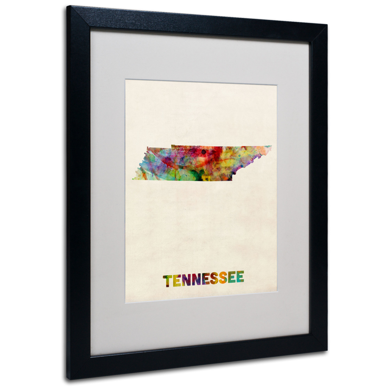 Michael Tompsett 'Tennessee Map' Black Wooden Framed Art 18 X 22 Inches