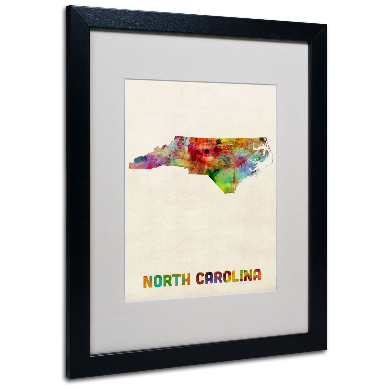 Michael Tompsett 'North Carolina Map' Black Wooden Framed Art 18 X 22 Inches