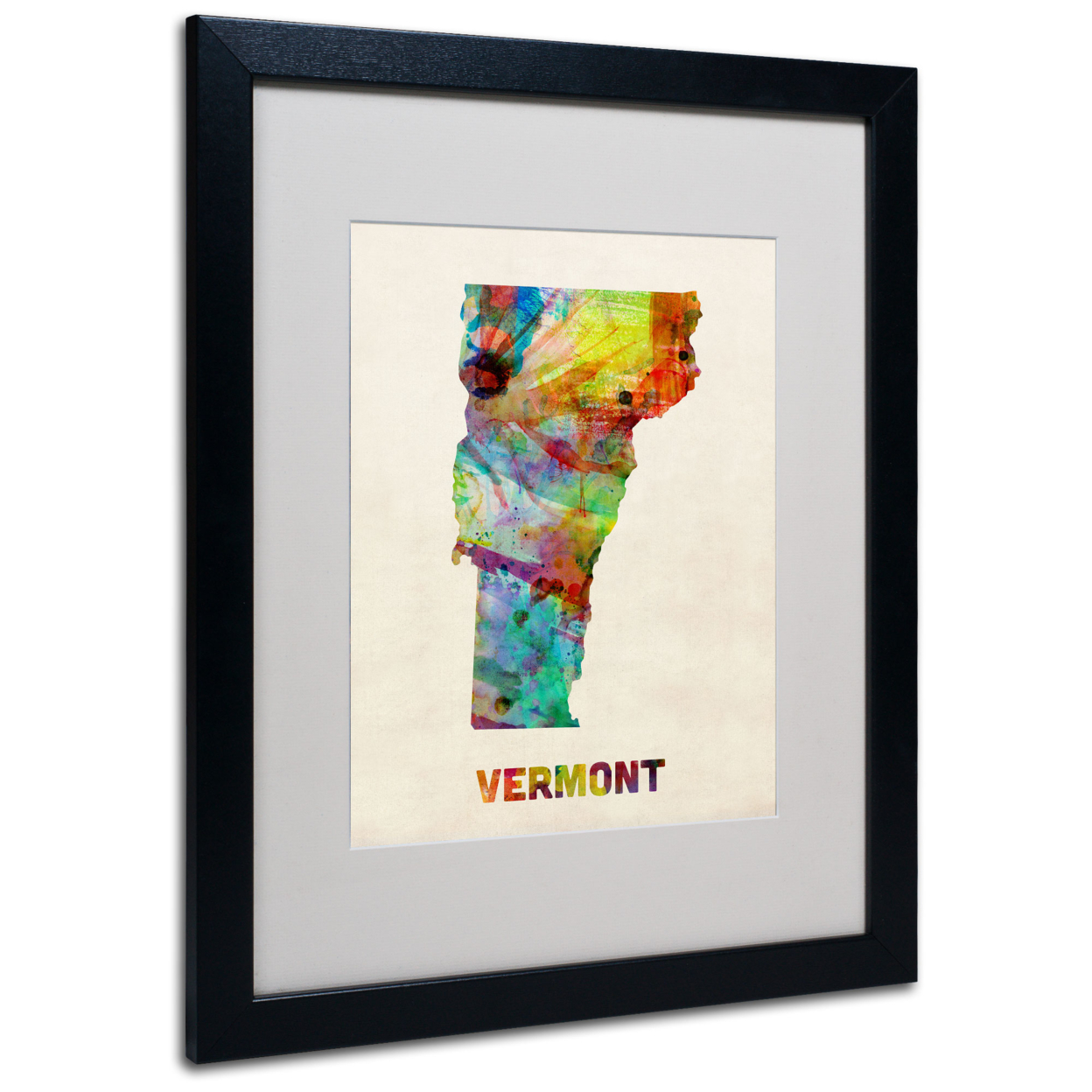 Michael Tompsett 'Vermont Map' Black Wooden Framed Art 18 X 22 Inches