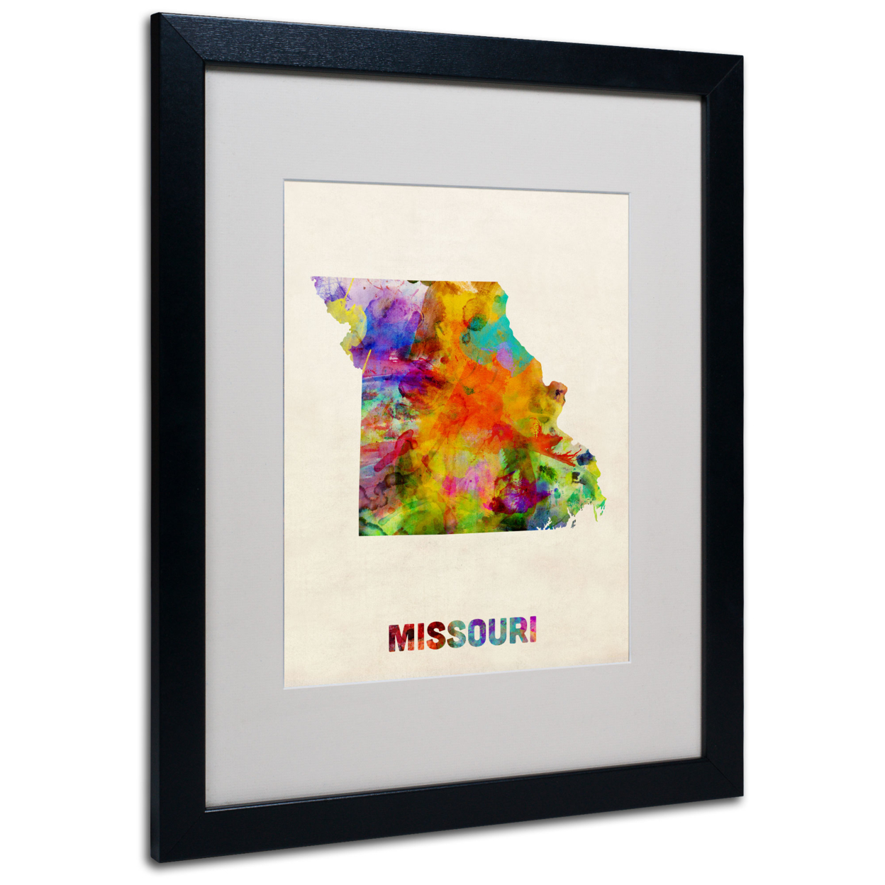 Michael Tompsett 'Missouri Map' Black Wooden Framed Art 18 X 22 Inches