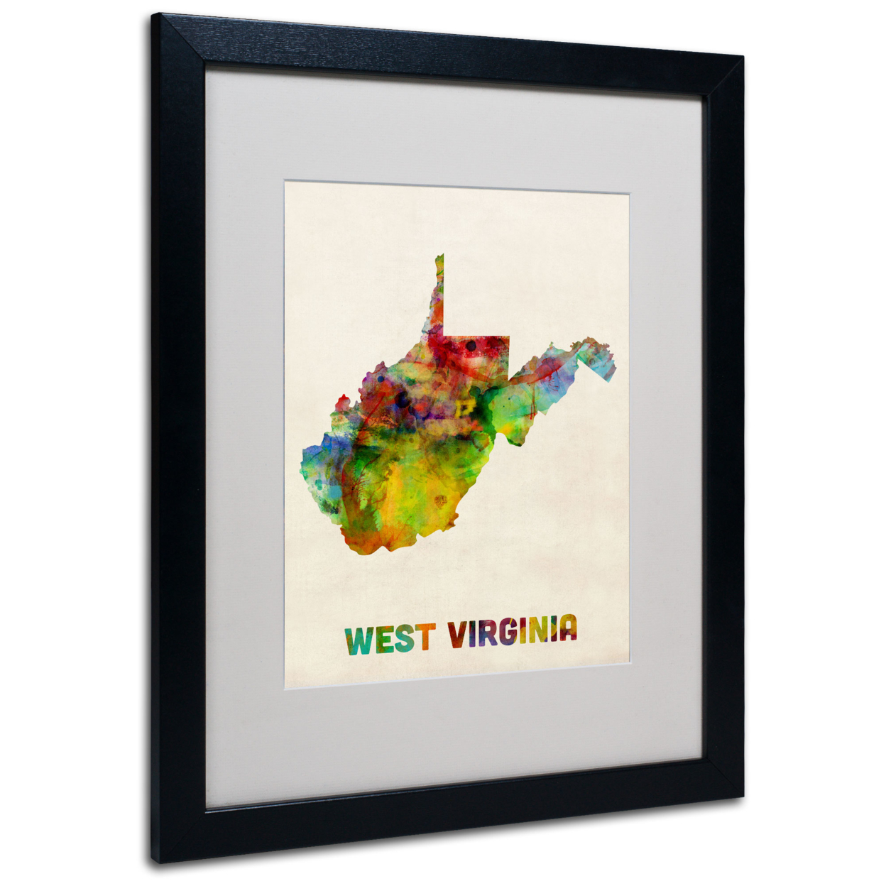 Michael Tompsett 'West Virginia Map' Black Wooden Framed Art 18 X 22 Inches