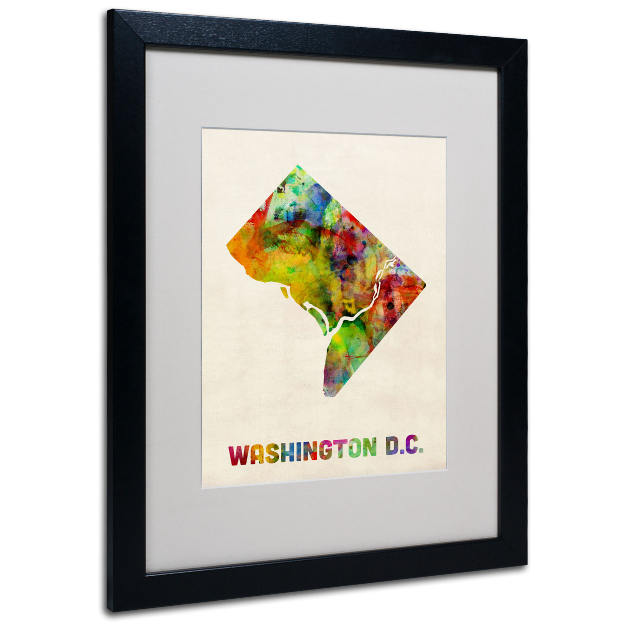 Michael Tompsett 'Washington D.C. Map' Black Wooden Framed Art 18 X 22 Inches