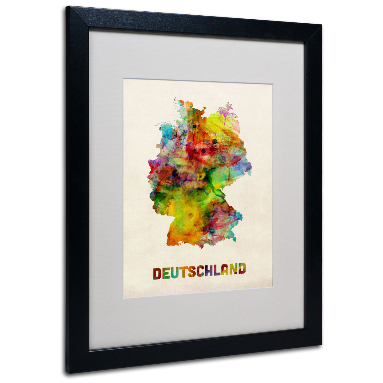 Michael Tompsett 'Germany Watercolor Map' Black Wooden Framed Art 18 X 22 Inches
