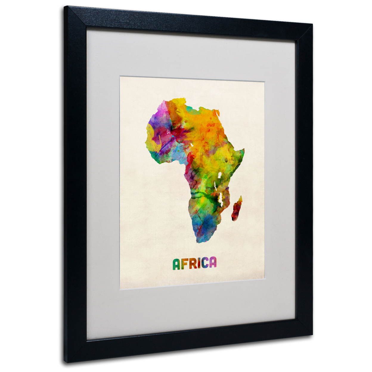 Michael Tompsett 'Africa Watercolor Map' Black Wooden Framed Art 18 X 22 Inches