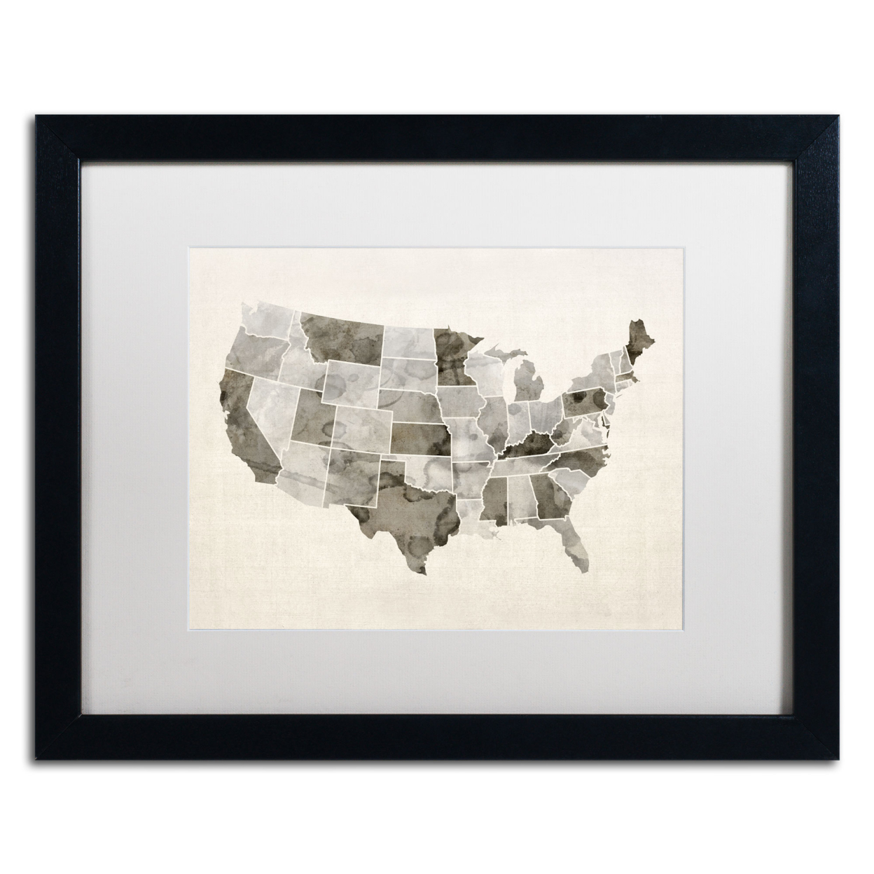 Michael Tompsett 'United States Watercolor Map' Black Wooden Framed Art 18 X 22 Inches