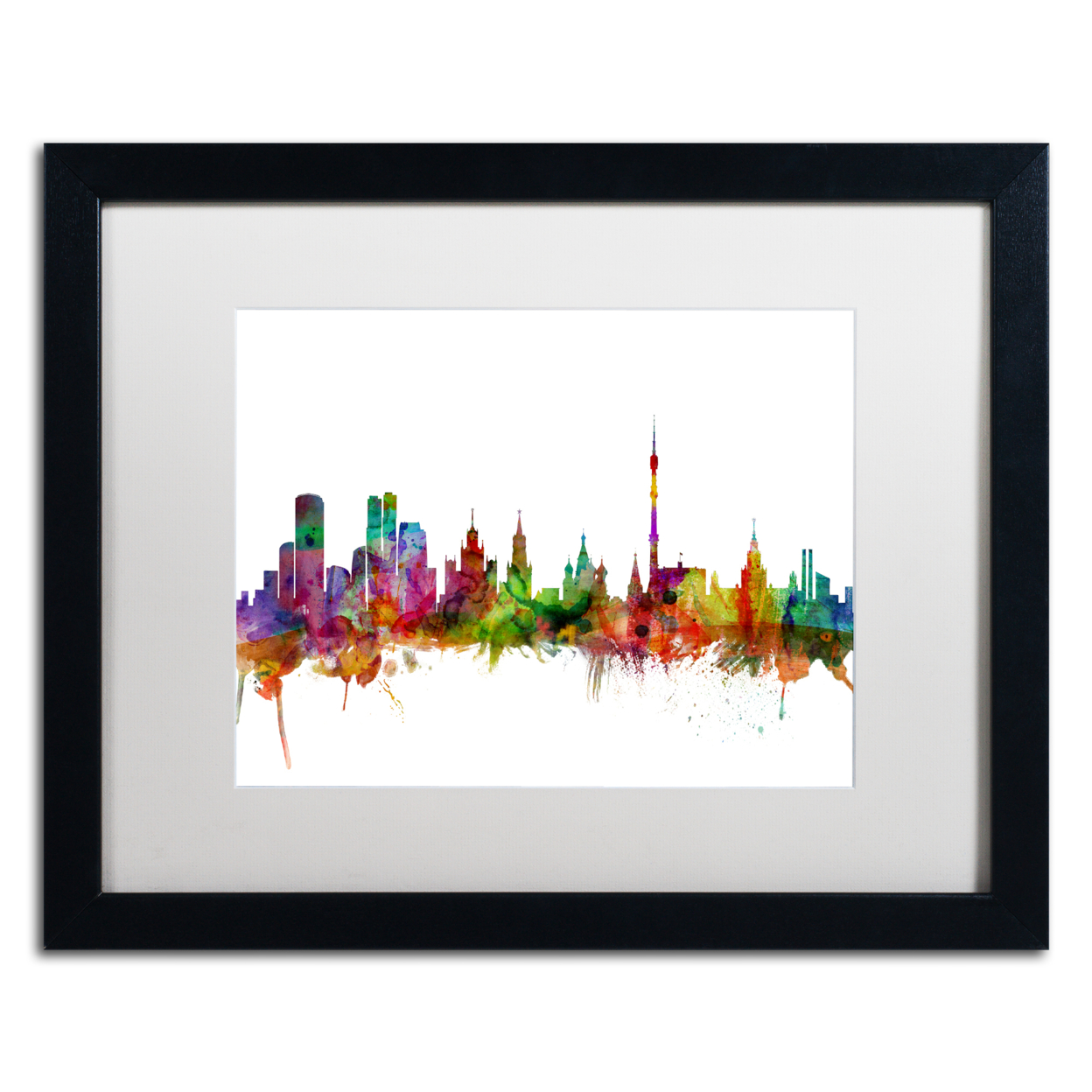 Michael Tompsett 'Moscow Russia Skyline' Black Wooden Framed Art 18 X 22 Inches