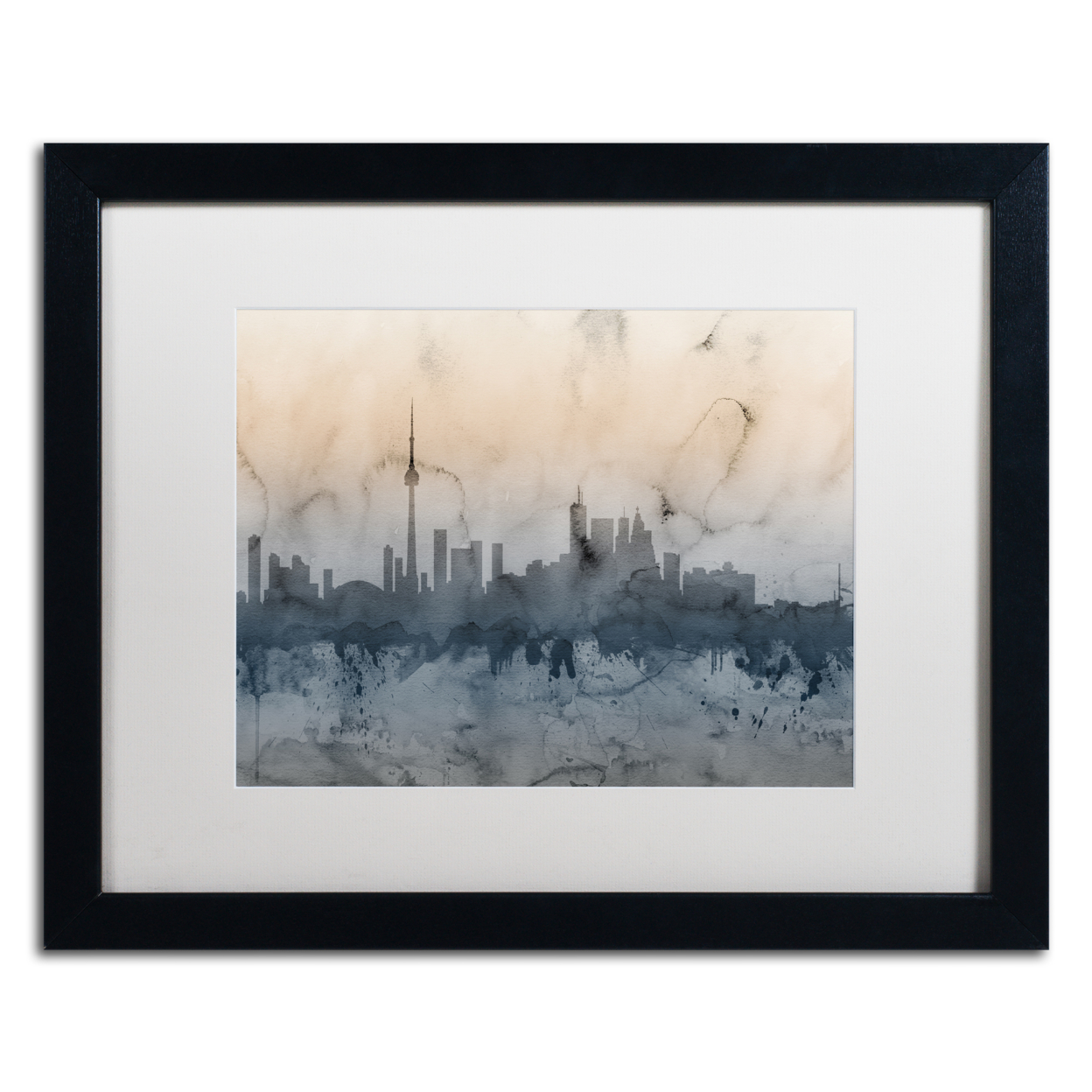 Michael Tompsett 'Toronto Canada Skyline V' Black Wooden Framed Art 18 X 22 Inches
