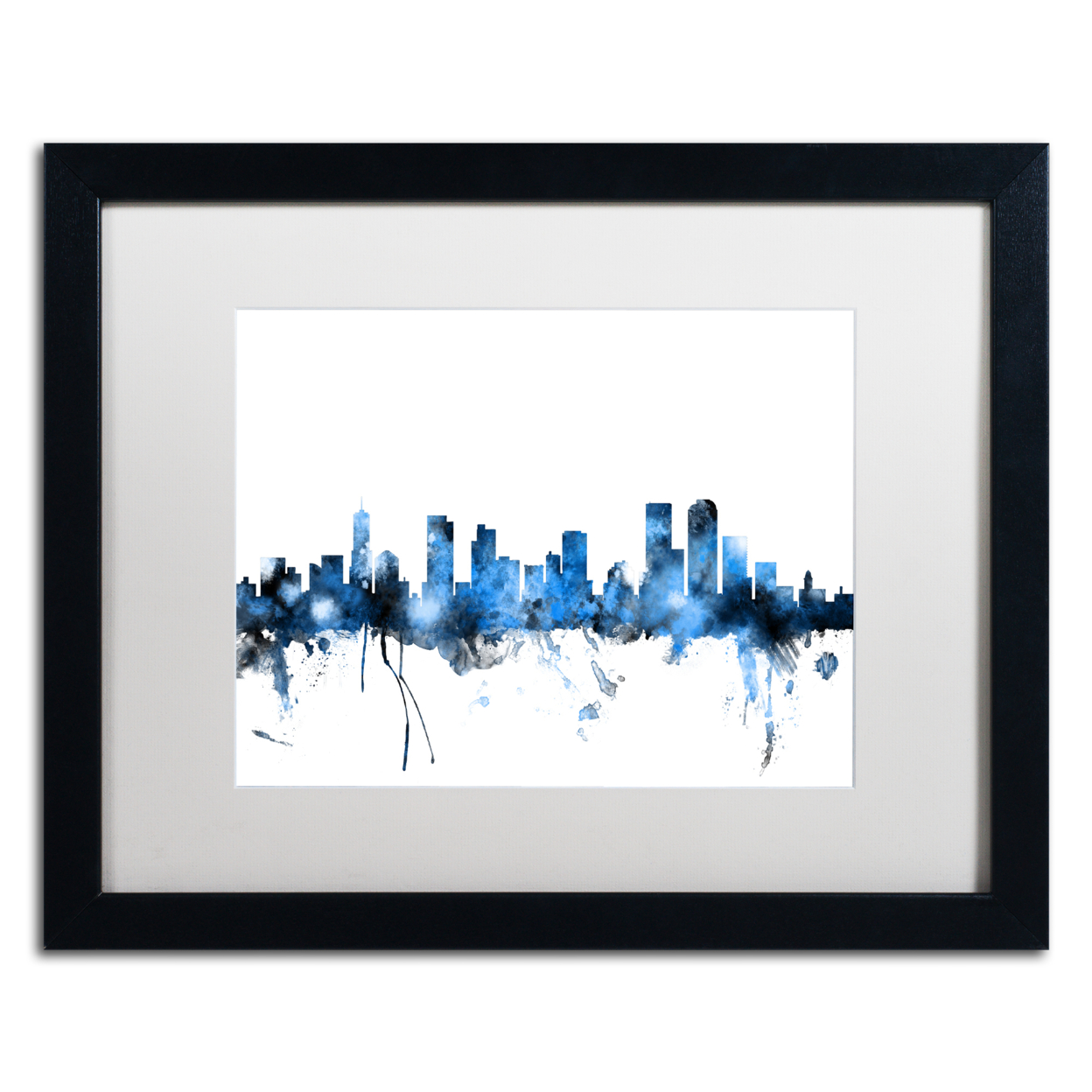 Michael Tompsett 'Denver Colorado Skyline III' Black Wooden Framed Art 18 X 22 Inches