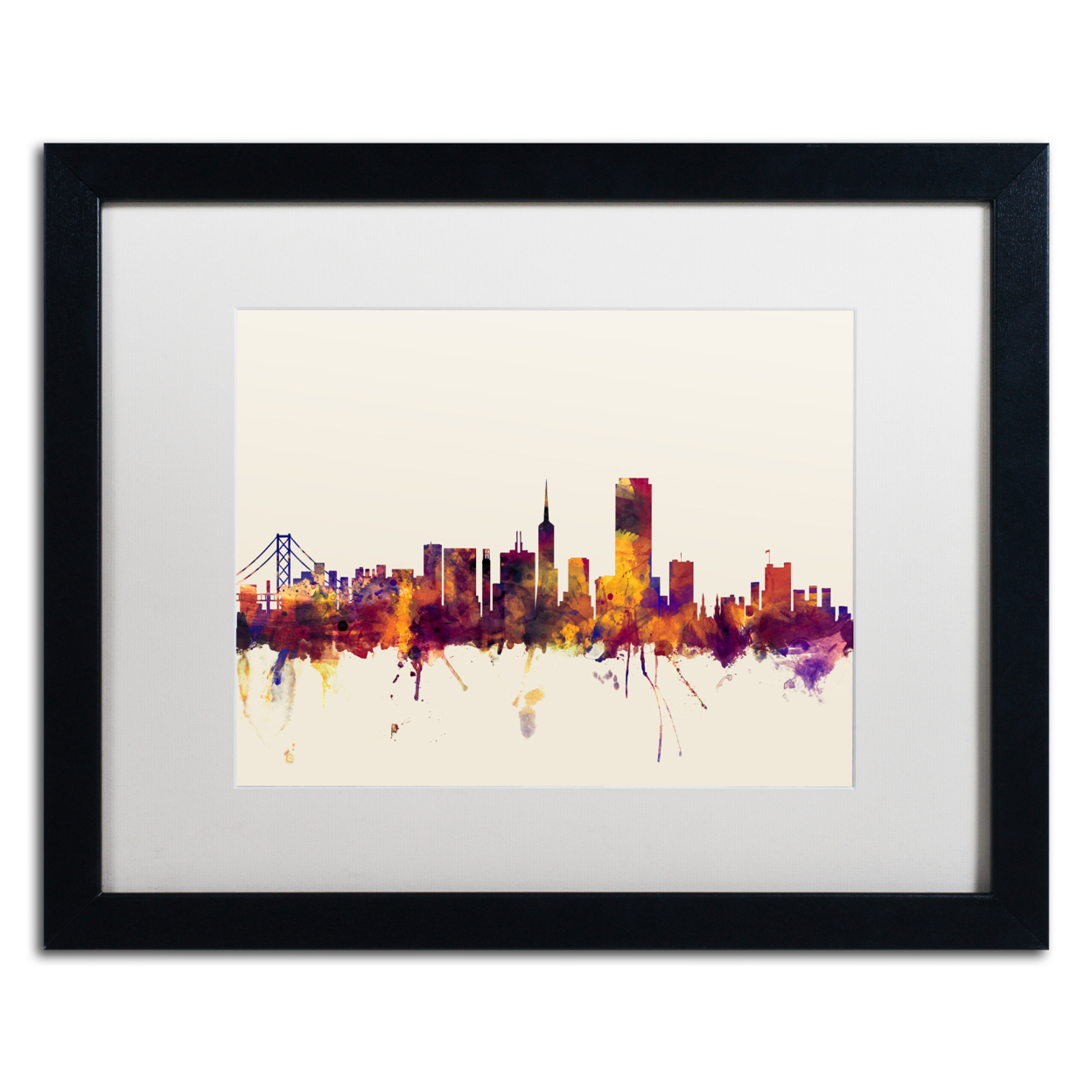 Michael Tompsett 'San Francisco City Skyline IV' Black Wooden Framed Art 18 X 22 Inches
