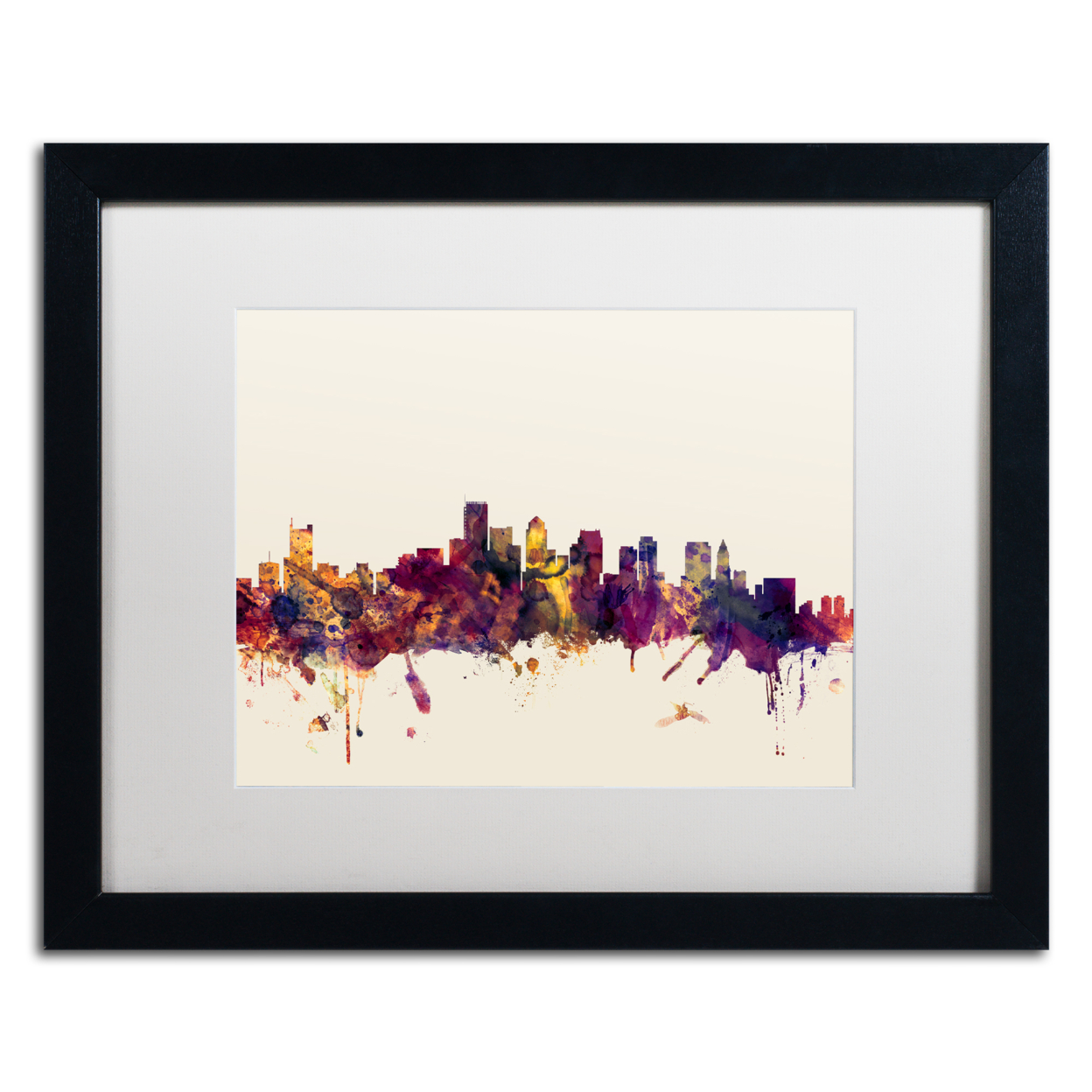 Michael Tompsett 'Boston Massachusetts Skyline III' Black Wooden Framed Art 18 X 22 Inches