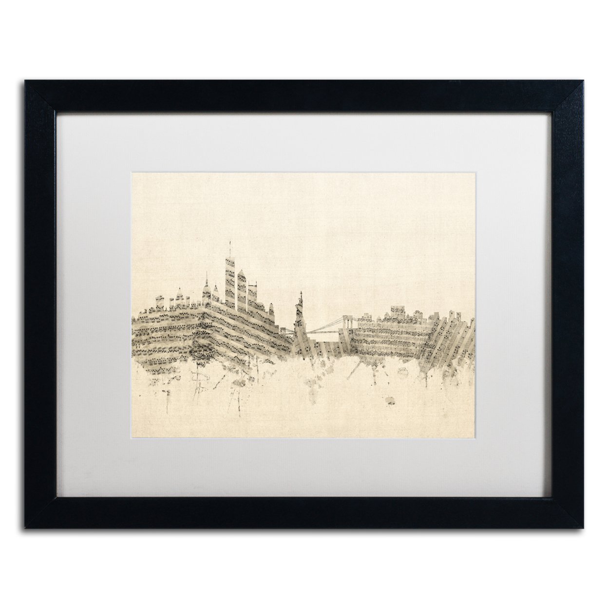 Michael Tompsett 'New York Skyline Sheet Music II' Black Wooden Framed Art 18 X 22 Inches