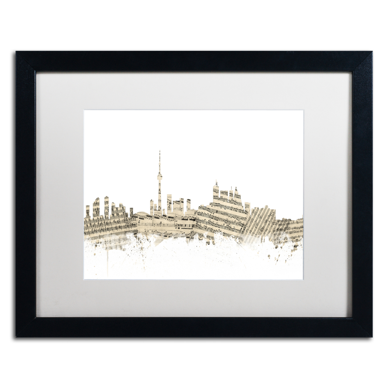 Michael Tompsett 'Toronto Skyline Sheet Music' Black Wooden Framed Art 18 X 22 Inches