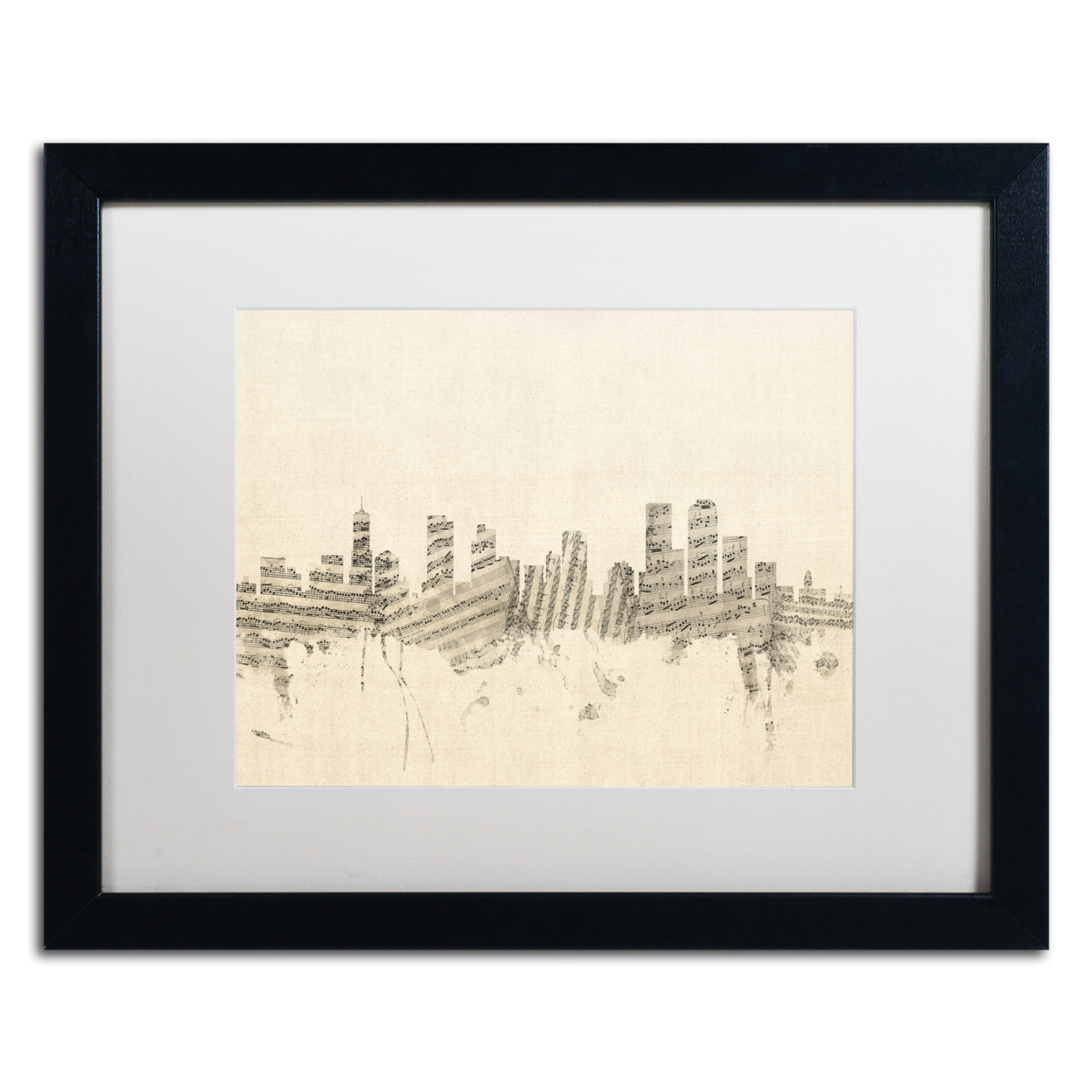 Michael Tompsett 'Denver Skyline Sheet Music' Black Wooden Framed Art 18 X 22 Inches