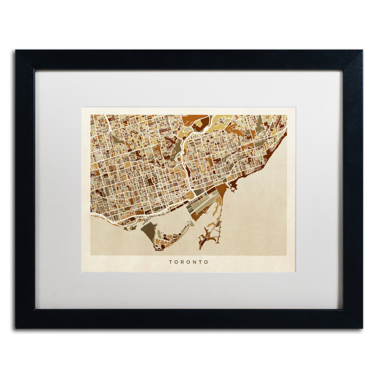 Michael Tompsett 'Toronto Street Map II' Black Wooden Framed Art 18 X 22 Inches