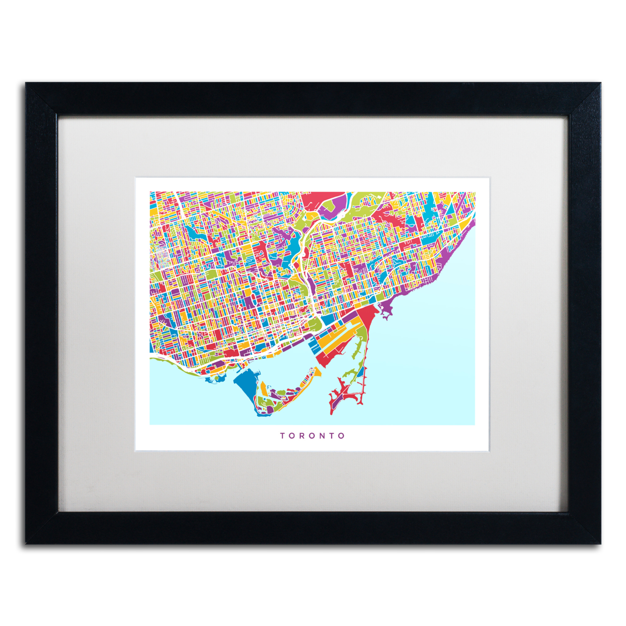 Michael Tompsett 'Toronto Street Map III' Black Wooden Framed Art 18 X 22 Inches